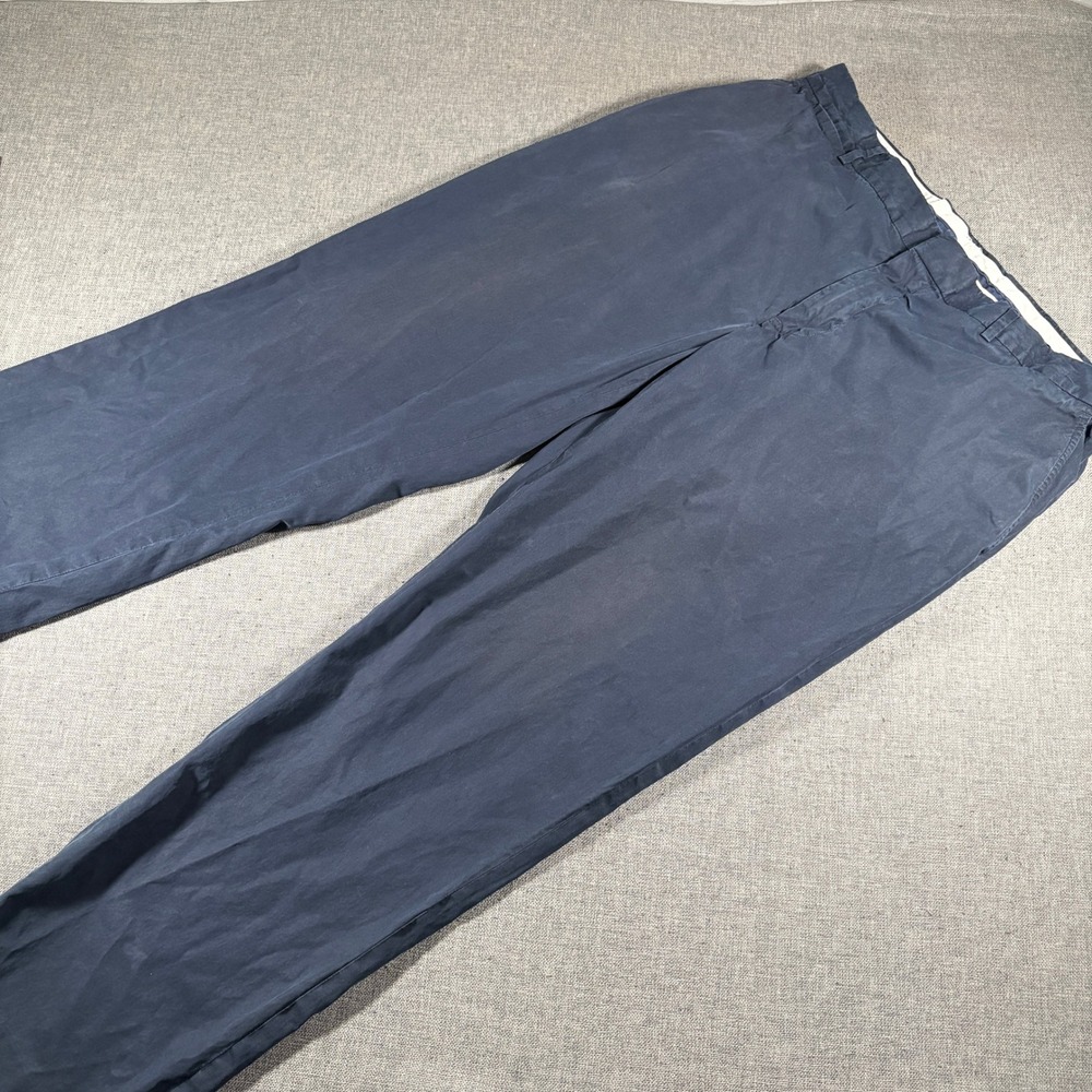 Polo Ralph Lauren Chino Mens 36/32 Navy Blue Silk Cotton Blend Straight Leg Pant